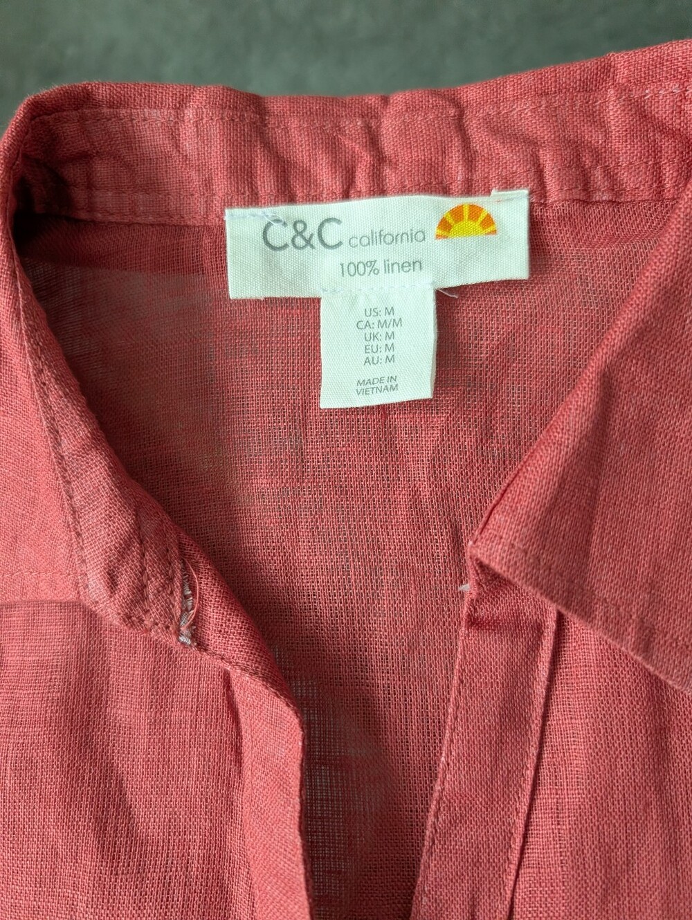 C & C California 100% Linen Rust Cap Sleeve Blouse Size M - Picture 10 of 16